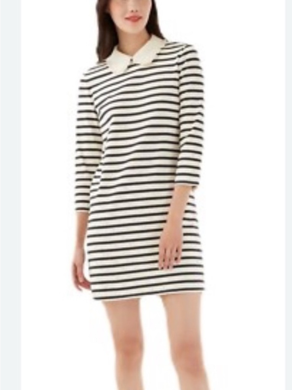 NWT Black & White Striped Dress with Decorative Peter Pan Collar, XL